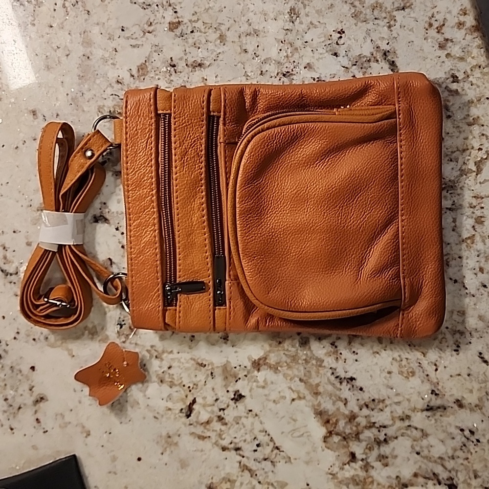 NEW Genuine Leather Brown Crossbody Handbag